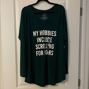 Torrid Dark Green Graphic V-Neck Top
